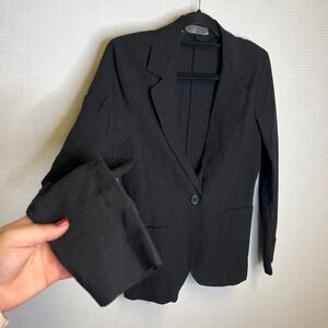 KING KONG Oversized Black Blazer Jacket Womens Small Made in Italy linen